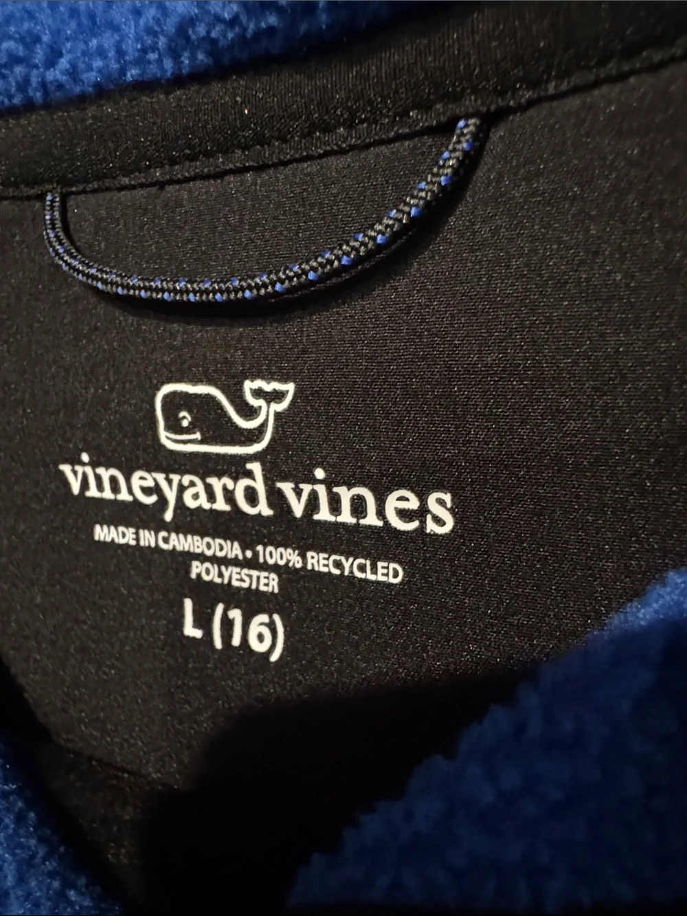 Vineyard Vines Blue and Black Colorblock Fleece Snap Pullover